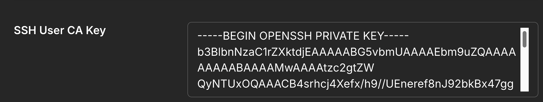 SSH User CA Key configuration